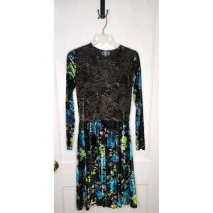 Petit Pois Viviana G Multicolor Floral Paisley Velvet Dress Size Small